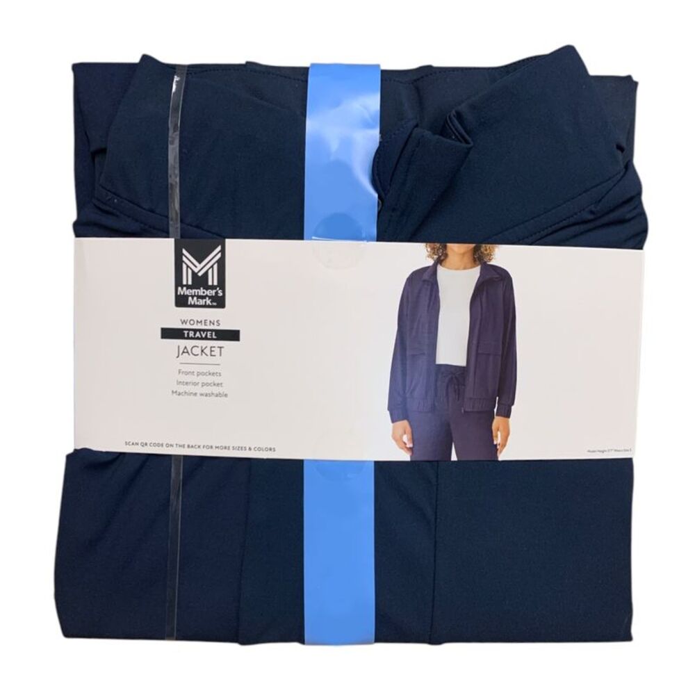 Navy - Member's Mark Women's Travel Jacket, Fill-Zip, Relaxed Fit, Elastic Cuffs